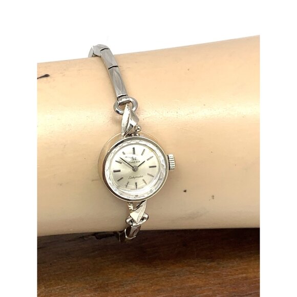 Omega Women's Watch 14k White Gold Case Vintage 70's Swiss Automatic Petite 17mm - Picture 12 of 15